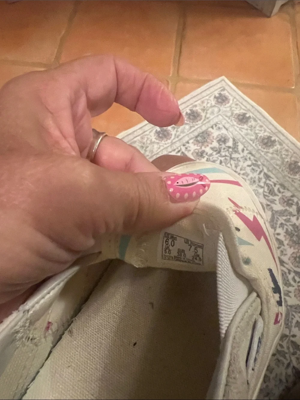 Vans Kids Slip-On Sneakers in Cream with Pink & Teal Palm Print